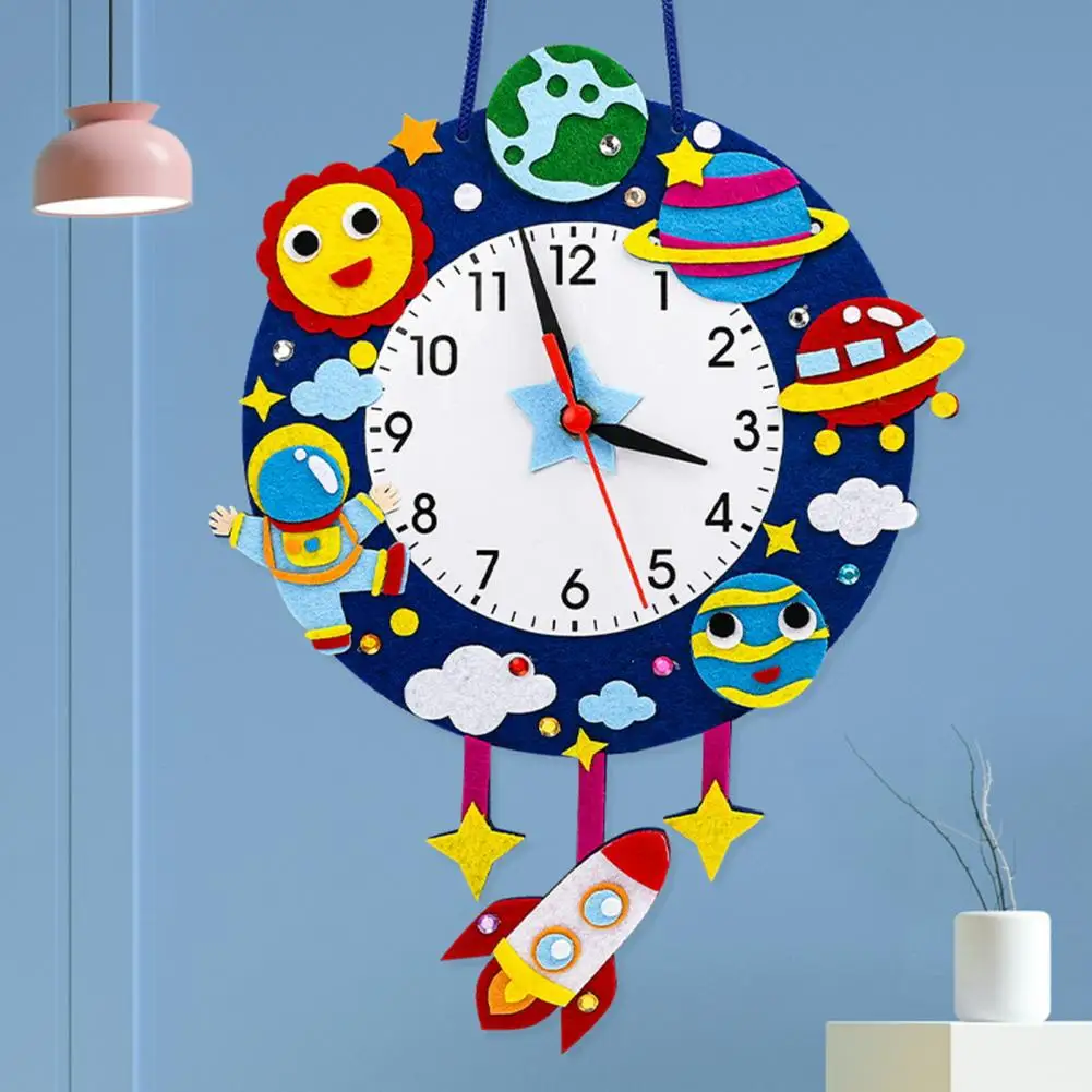 

Diy Clock Toy for Kids Children's Diy Handmade Clock Toy Non-woven Cartoon Clock for Teaching Cognitive Development for Children