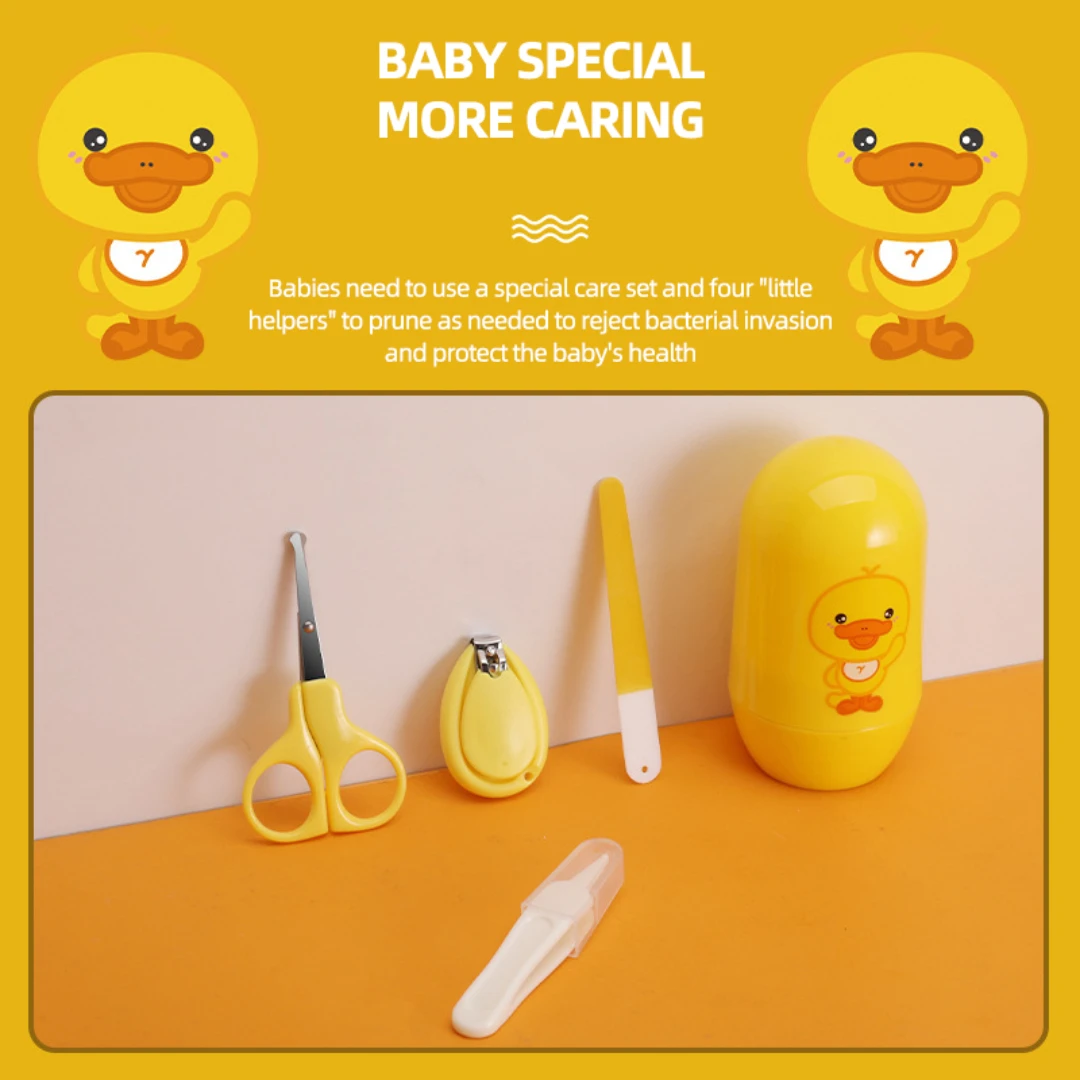 4-PCS Baby Nail Care Set Child Safety Nail Clippers Scissors File Tweezers Nasal Care Set Baby Products With Box