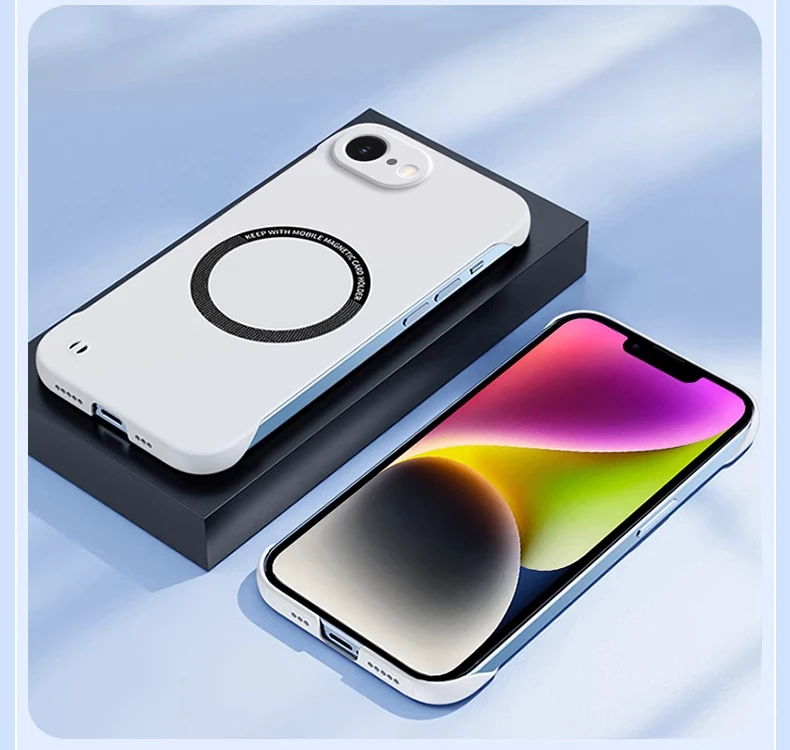 Frameless Magnetic Case with Hard Matte Finish - Wireless Charging Compatible