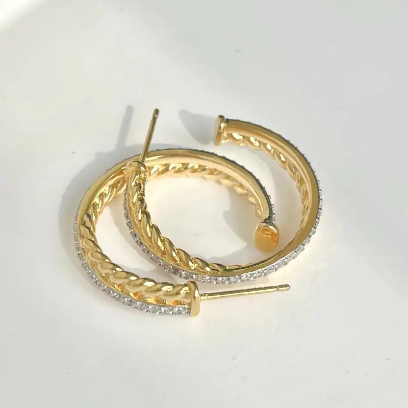 HSC DY Earrings For Women 1:1 High Quality Station Cable Collection Vintage Ethnic Loop Hoop Punk Jewelry Band