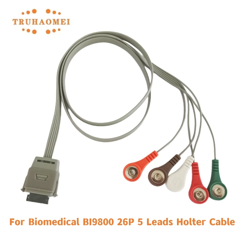 

26 Pin Holter ECG Cable 5 Lead 7 Leads 12 Leadwires Snap 4.0 For Biomedical BI9800 BI6812 Nihon Kohden RAC3012 Edan SE2003