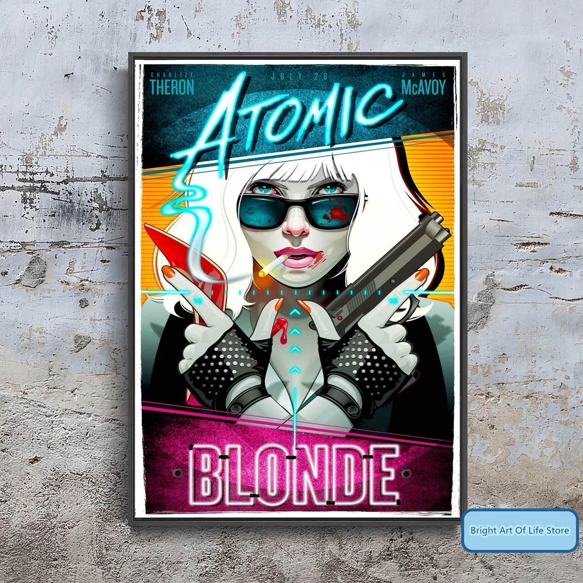 

Atomic Blonde (2017) Movie Poster Cover Photo Canvas Print Wall Art Home Decor (Unframed)