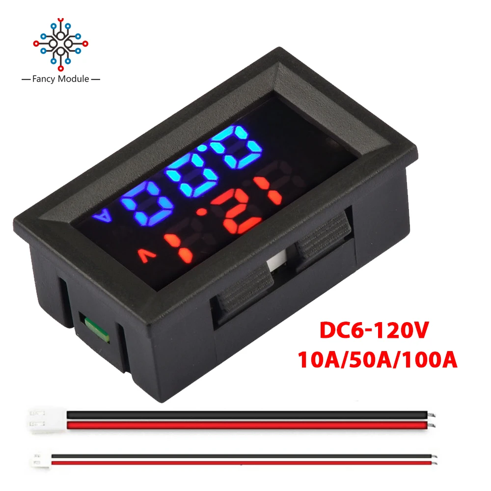 

DC6-120V 10A 50A 100A Voltmeter Ammeter High Precision Electronic Volt Meter Tester Digital 0.28'' LED Display Voltage Regulator