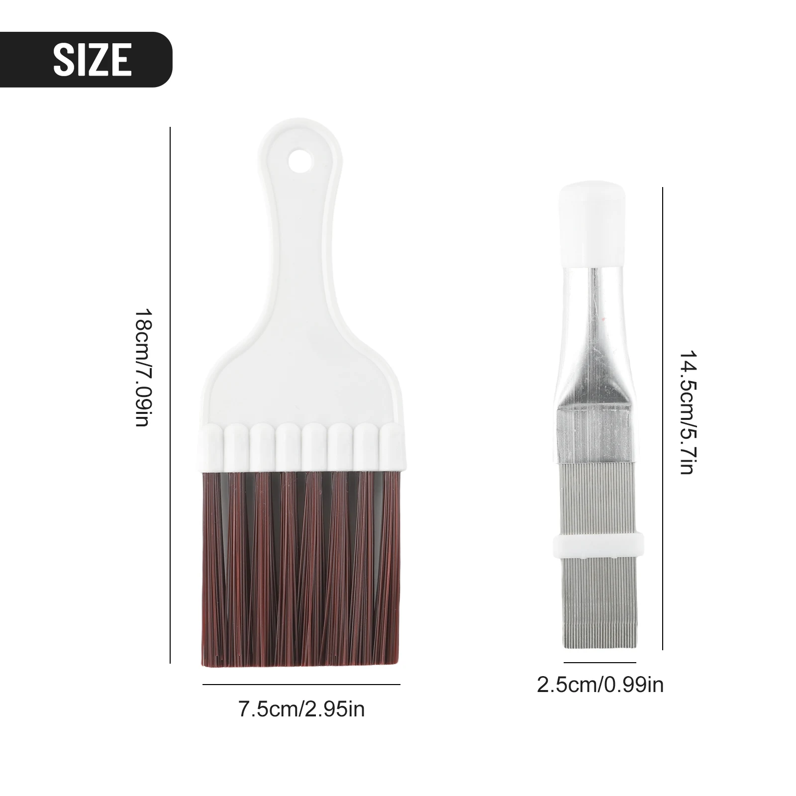 2 Pcs Air Conditioner Fin Repair Comb Cleaner Ac Condenser Metal Coil Brush Stainless Steel Cleaning Brush