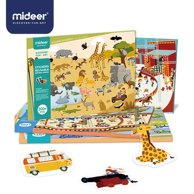 MiDeer Kids Reusable Stickers Toy Multiple Scenarios Cartoon DIY Puzzle Children Educational Cognition Paster Games For Girls