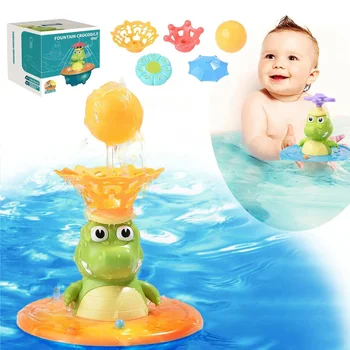 Crocodile Spray Water Toy with LED, Floating Wind Up , New Born Baby Bathtub Water fun Toys, Preschool Toddler gift,bathroom 1