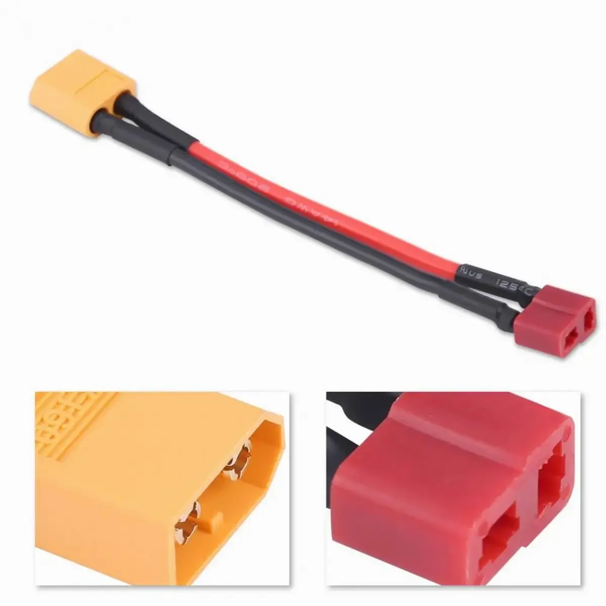 Adaptateur XT60 vers T mâle/femelle 14AWG 100mm pour batterie RC chargeur