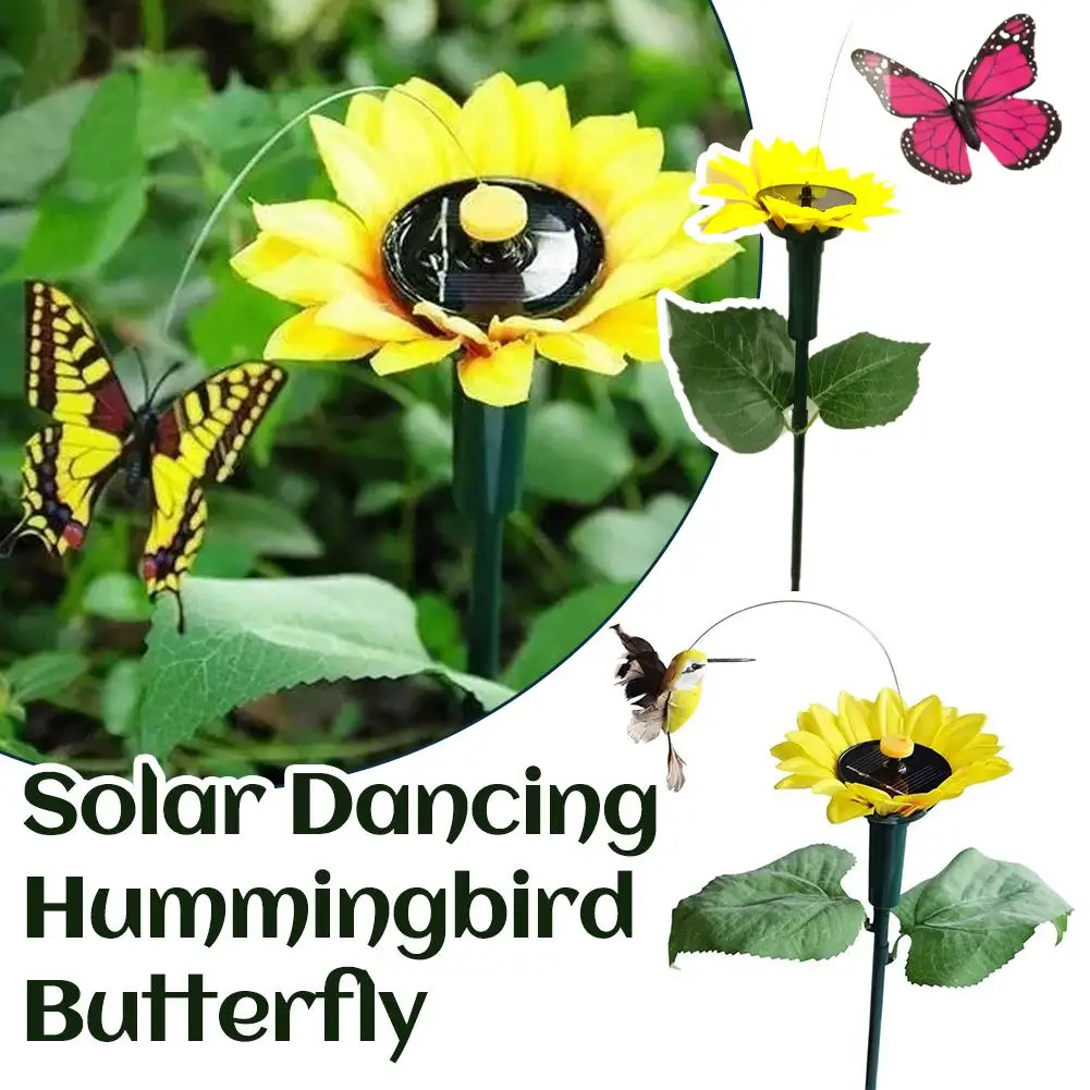 Schöne Vibration Solarenergie tanzen fliegen flatternde Schmetterlinge Kolibri Sonnenblume im Freien Hof Garten dekoration