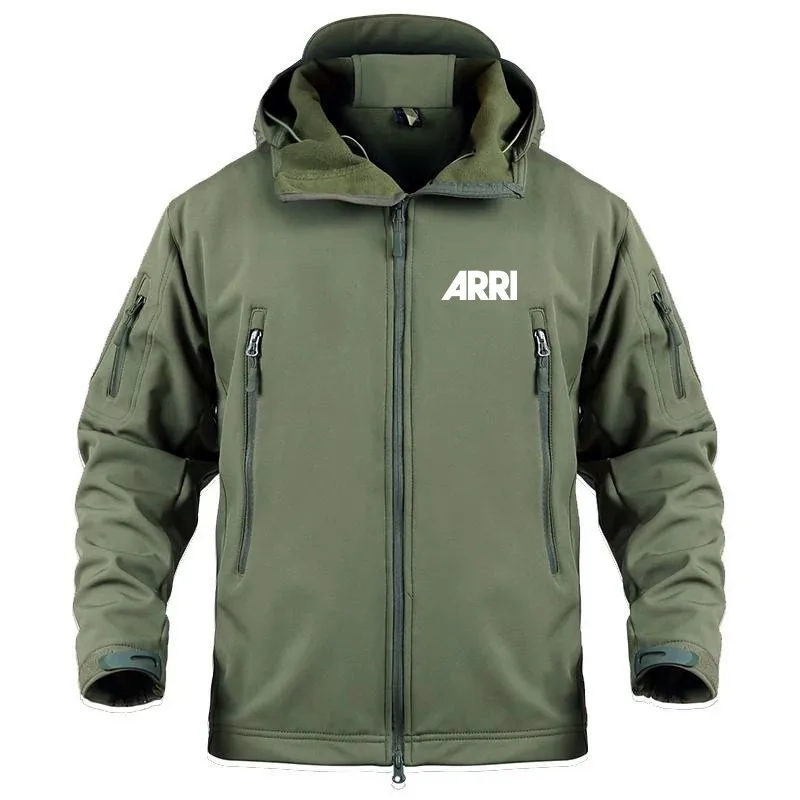 

2023 New Fleece Warm Military Outdoor SoftShell Jacket for Men Arri Zipper Hooded Multiple Pockets Man Coat Jacket Men Clothing