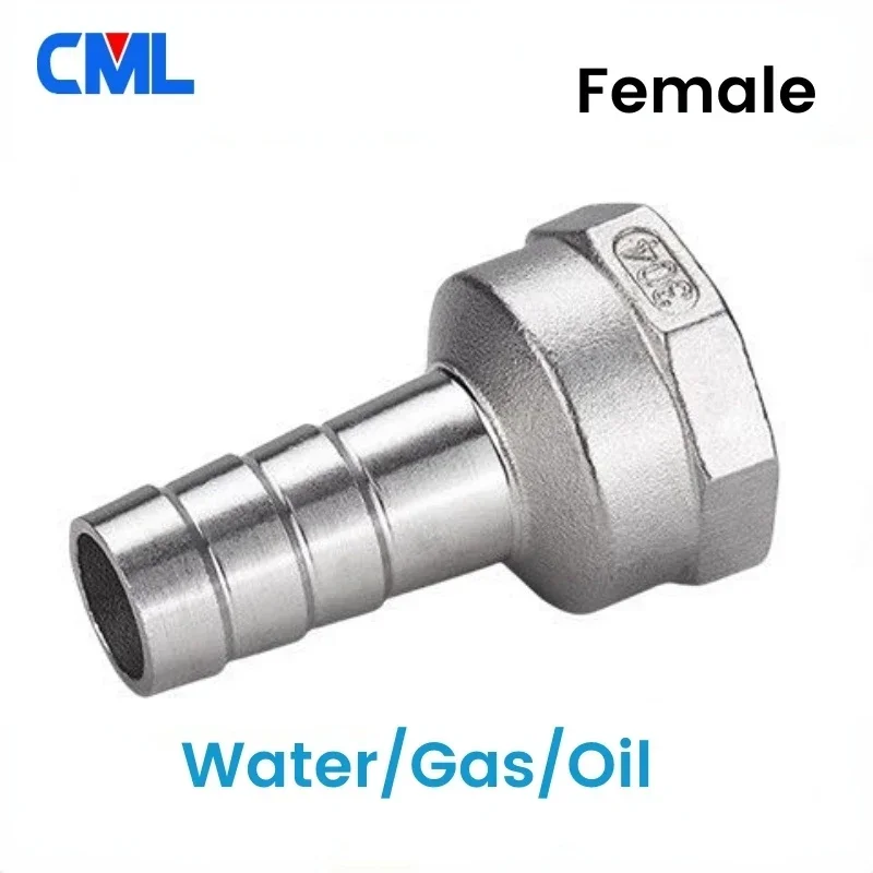 Pipe Fitting Hose Pipe Fitting Hose Barb Tail 6/8/10/12/14MM SS304 Stainless Steel Pipe Fitting 1/8