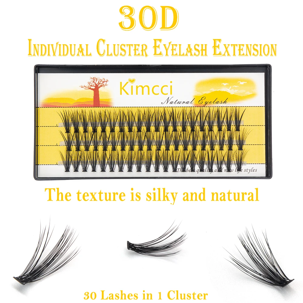 Kimcci 60 Bundles Mink Eyelash Extension Natural 3D Russian Volume Faux Eyelashes Individual 30D Cluster Lashes Makeup Cilia cluster lashes bundles 60pcs professional fake eyelash extension bunches natural long individual mink eyelashes makeup cilia