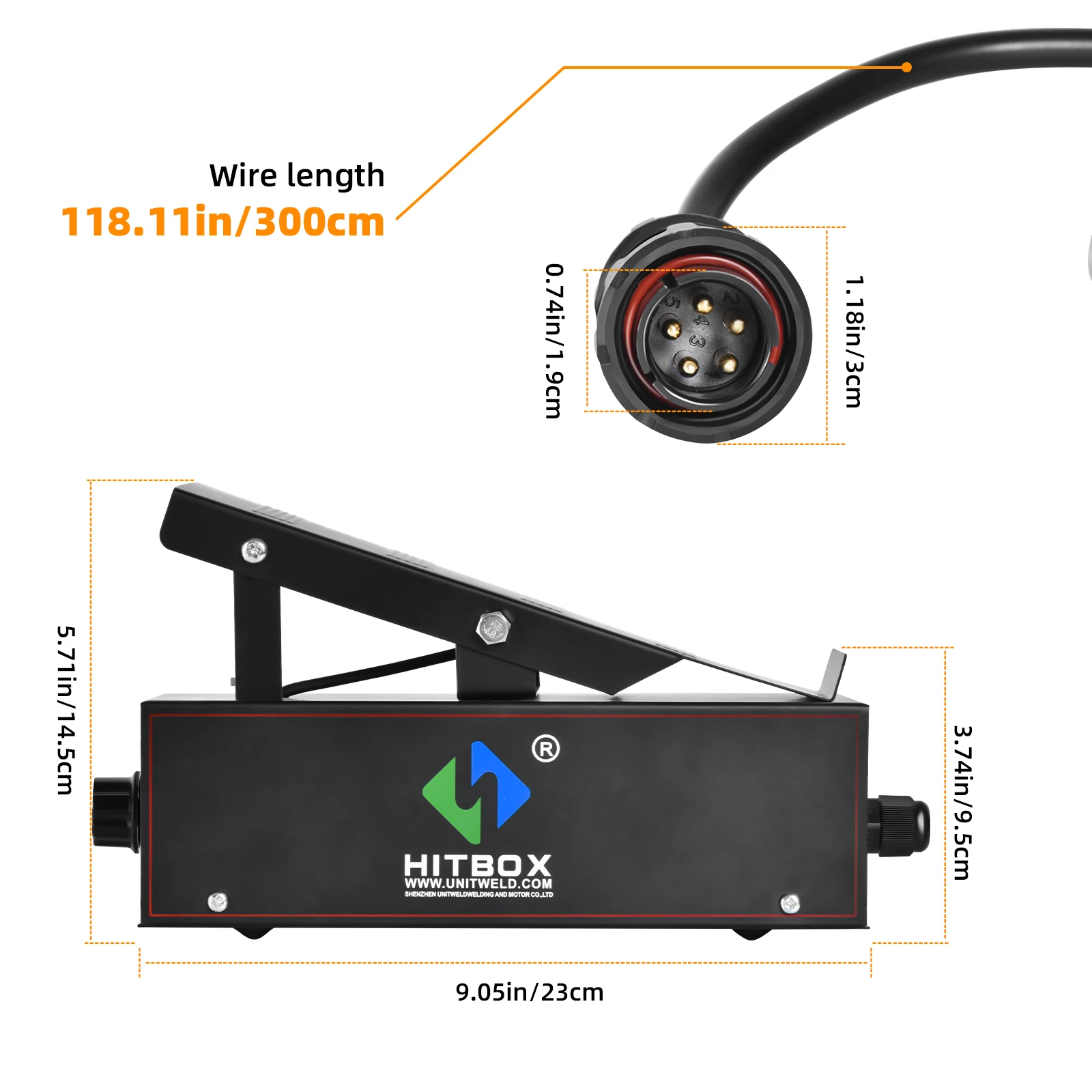 Hitbox Voetpedaal Amp Control Pedaal Compatibel Met Acdc HBT200P Ac/Dc En Andere Machines Met 5-Pin torch Controles Tig Lassen