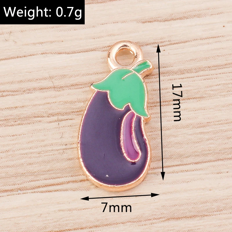 Tusember 10 Stück Niedliche Gemüse-Anhänger aus Emaille: Kürbis, Aubergine, Kartoffel, Mais für Schmuckherstellung, Ohrringe, Halsketten, DIY – Detail 15