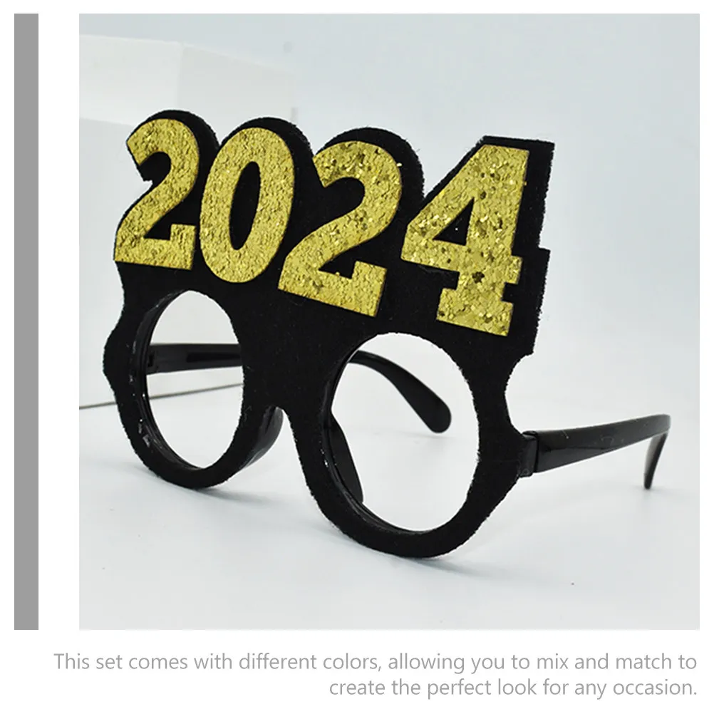 2Pcs 2024 안경 소품 창의적인 새해 파티 안경 장식 공연 사진 파티 용품 새해 안경
