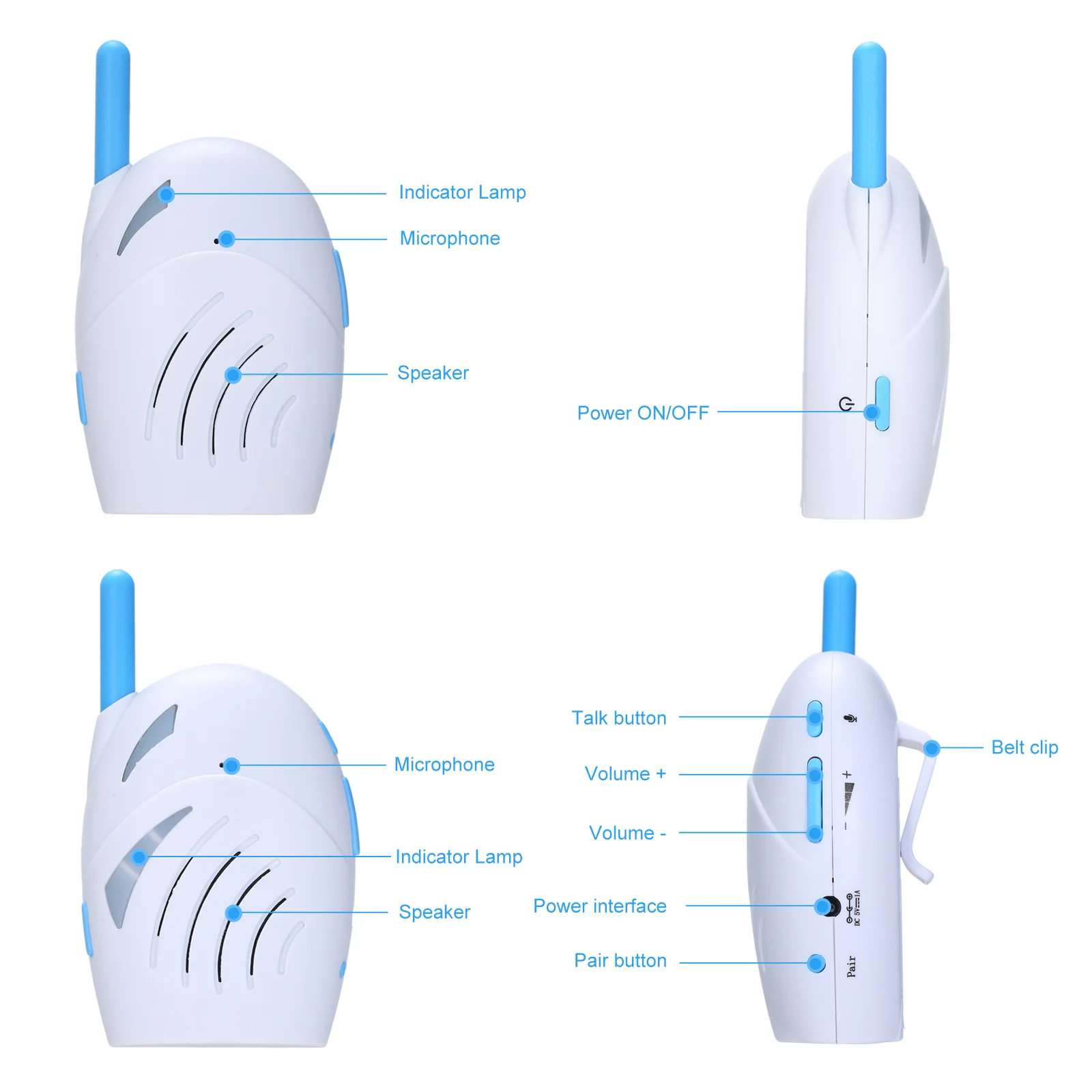 2.4GHz Wireless Baby Monitor Portable Digital Audio Two Way Talk Baby Cry Detector Nanny Security Sensitive Transmission wireless baby monitor