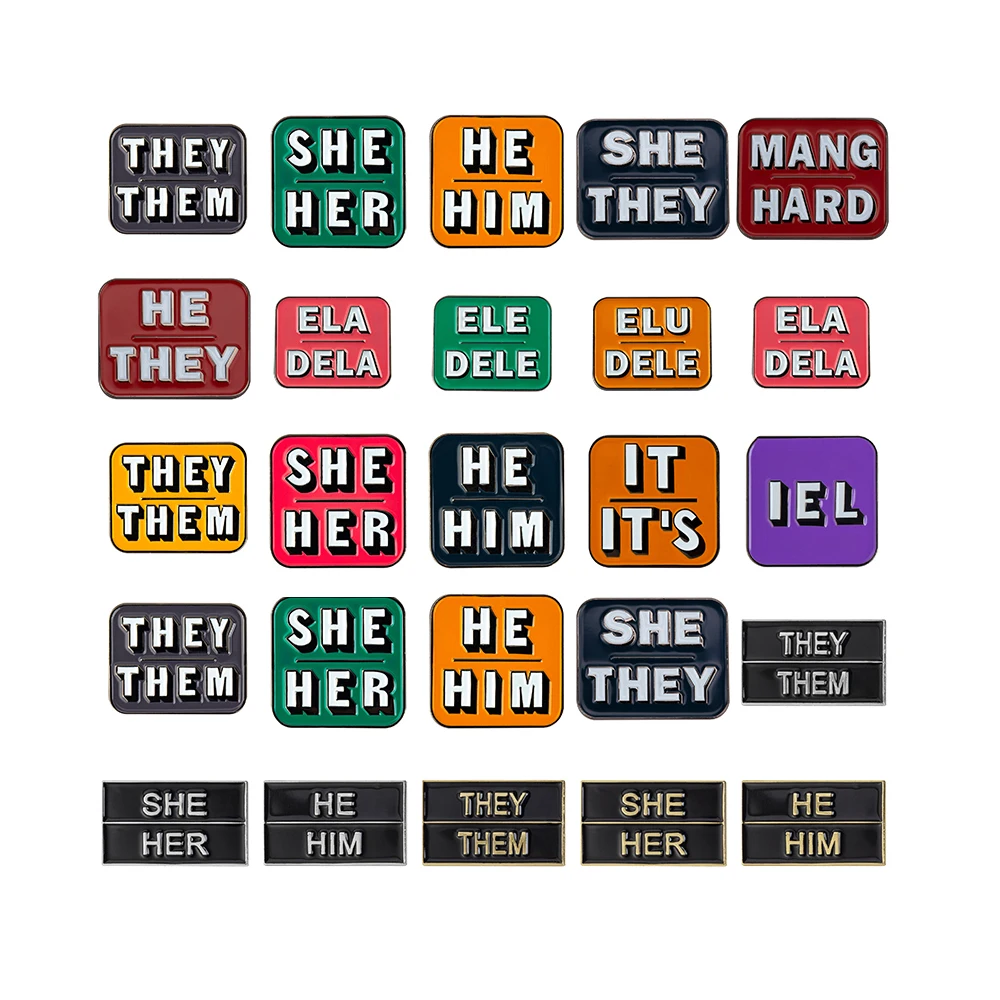 They-Them-She-Her-He-Him-Brooches-Lapel-Pin-badge-Brooch-Pins-Badges ...