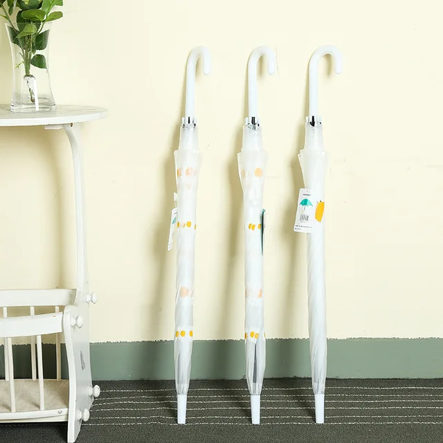 Átlátszó Százszorszép Hosszú Fogantyú Esernyő Szuper Könnyű Virágnyomtatás 8 Csont Félautomata Nőknek Gyerekeknek - Image 2