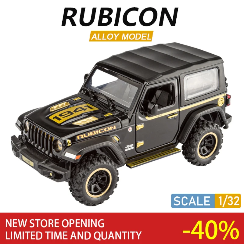 1:32 Jeeps Wrangler Rubicon Off-Road Alloy Model Cars  Diecast Vehicle Casting Sound and Light For Children Rubber Tires Motor 1 32 jeeps wrangler rubicon 1941 off road alloy car diecasts