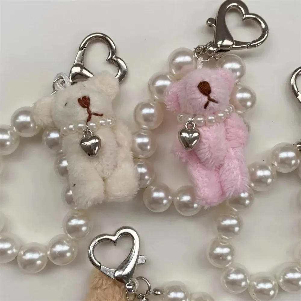 Imitation Pearl Teddy Bear Mobile Phone Chain Gift Hanging Ornament Doll Pendant Handbag Pendant Doll Bag Charms Pendant