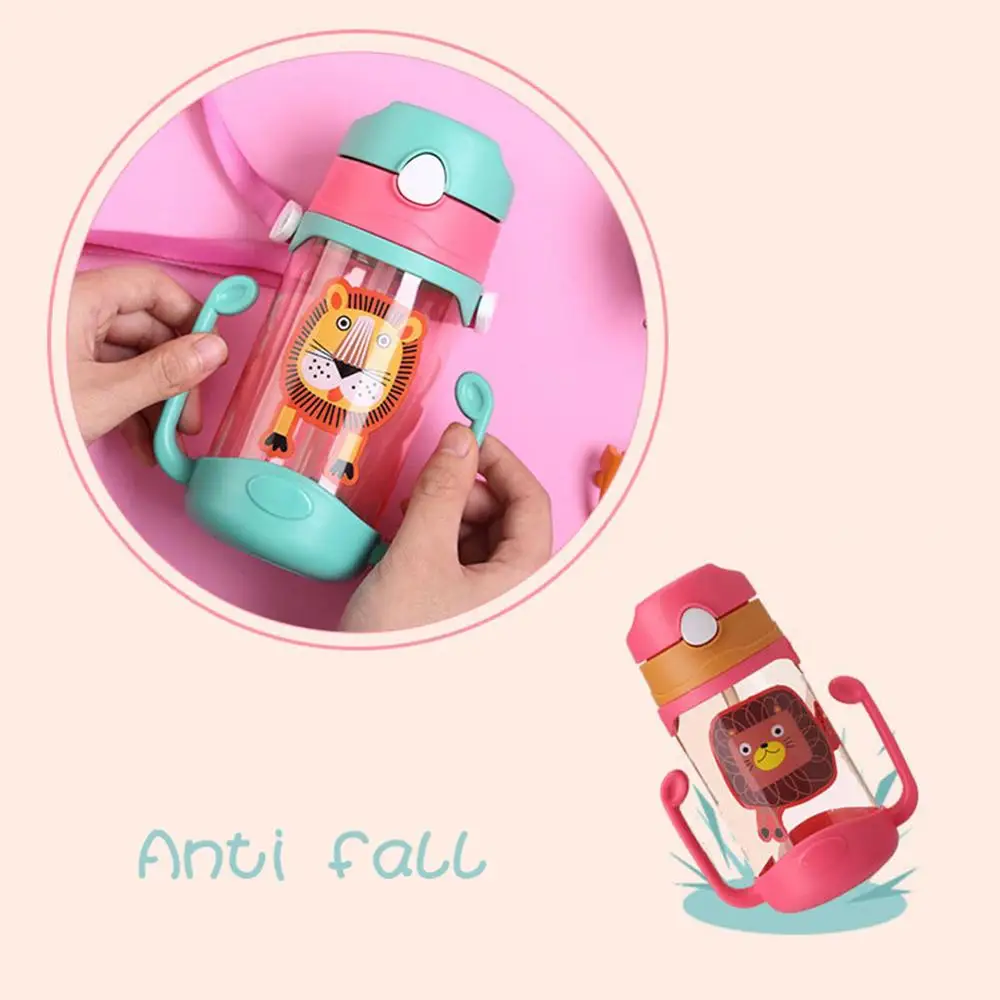 Kids Drinking Cartoon Water Bottles BPA Free Plastic Straw Children Bottle Children Kettle Portable Sports Bottle