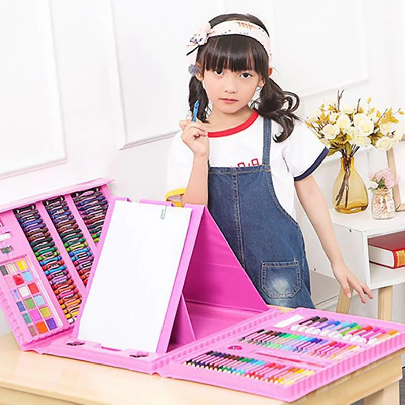 Art Painting Set Sketch Drawing Art Set Watercolor Pencil Crayon Water Pen Drawing Board Doodle Supplies Student Educational Toys Gift 208PCS