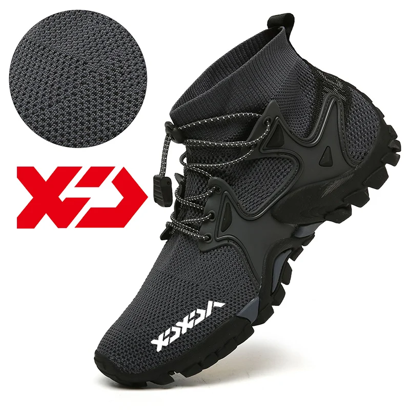 

Men Quick Dry Fishing Shoes Outdoor Hiking Upstream Wading Shoes Non-slip Mesh Breathable Water Sneakers High Top Climbing Boots