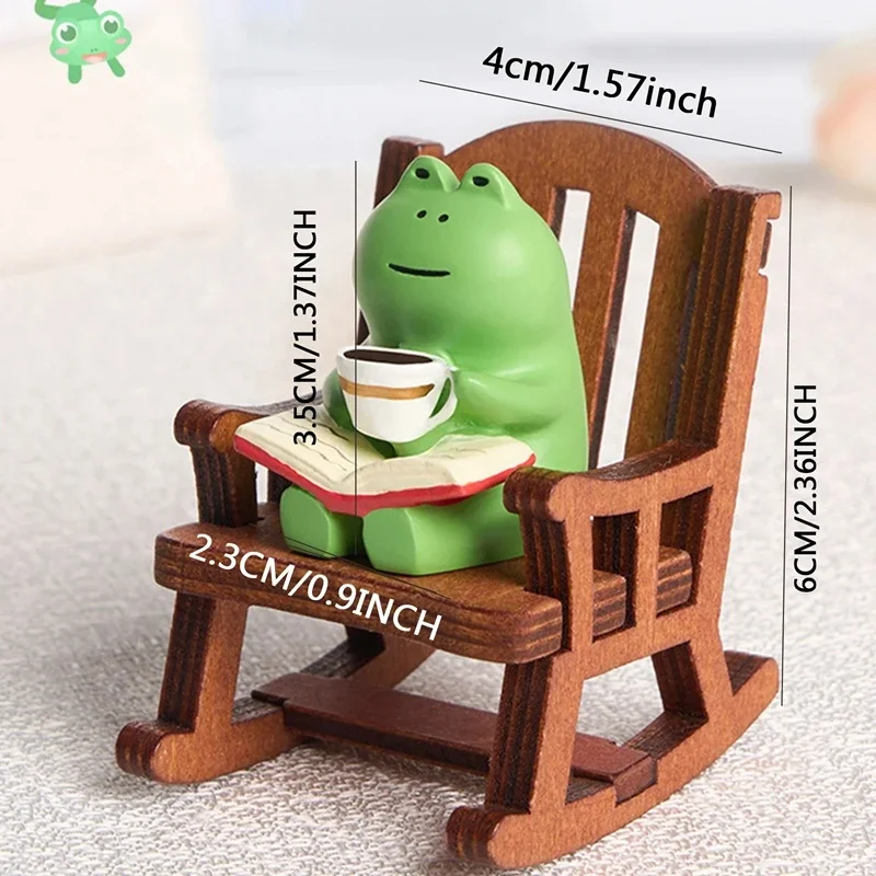 1set Frog Rocker Chair Cute Japanese Healing Small Decoration Office Desktop Decoration Car Center Control Decoration 6