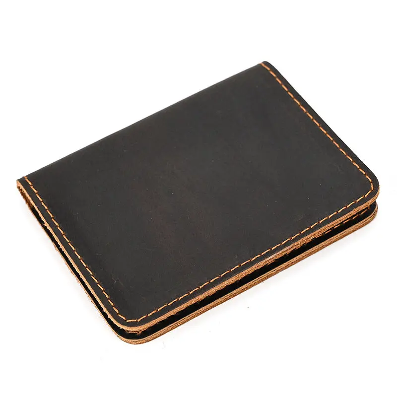 Retro Simplicity Cardbag Mens Credit Card Holder Handmade Short Ultra Thin Slim Portable Crazy Horse Leather ID Cover Pouch wallet card holder,card holder,credit card holder,card wallet,id card holder,id card case,wallet card bag,business card holder