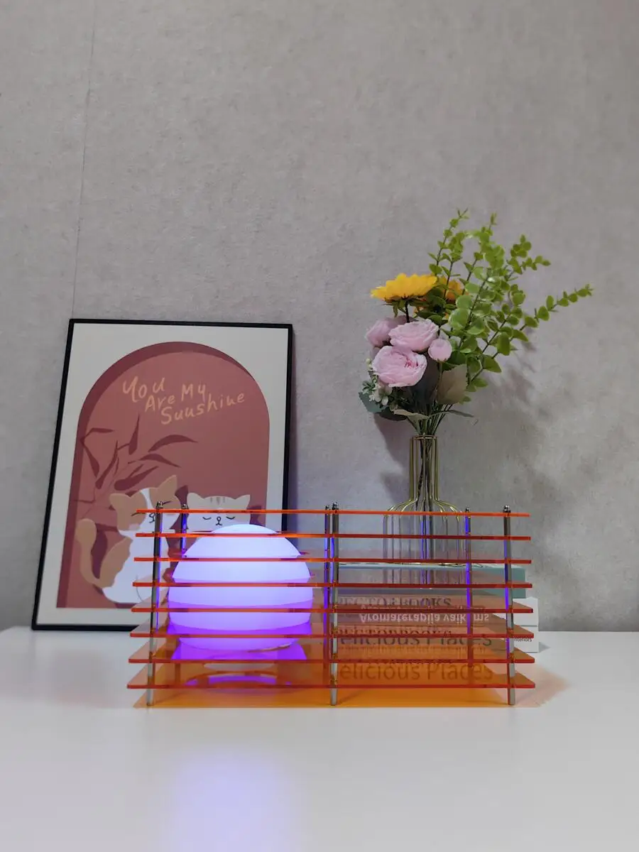 RGB 16 Colors DIY Lamp Desk Acrylic Moon Ambient Light Nordic Style Cordless Rechargeable Bedroom Lamp Indoor Decoration 30*15cm