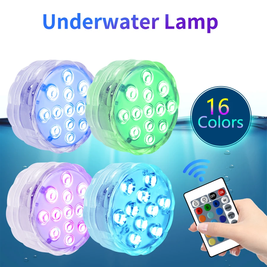 10 LEDs RGB Submersible Light Underwater Lamp Battery Operated Garden  Swimming Pool Light for Wedding Party Aquarium Vase Bowl - AliExpress, image size:900x900