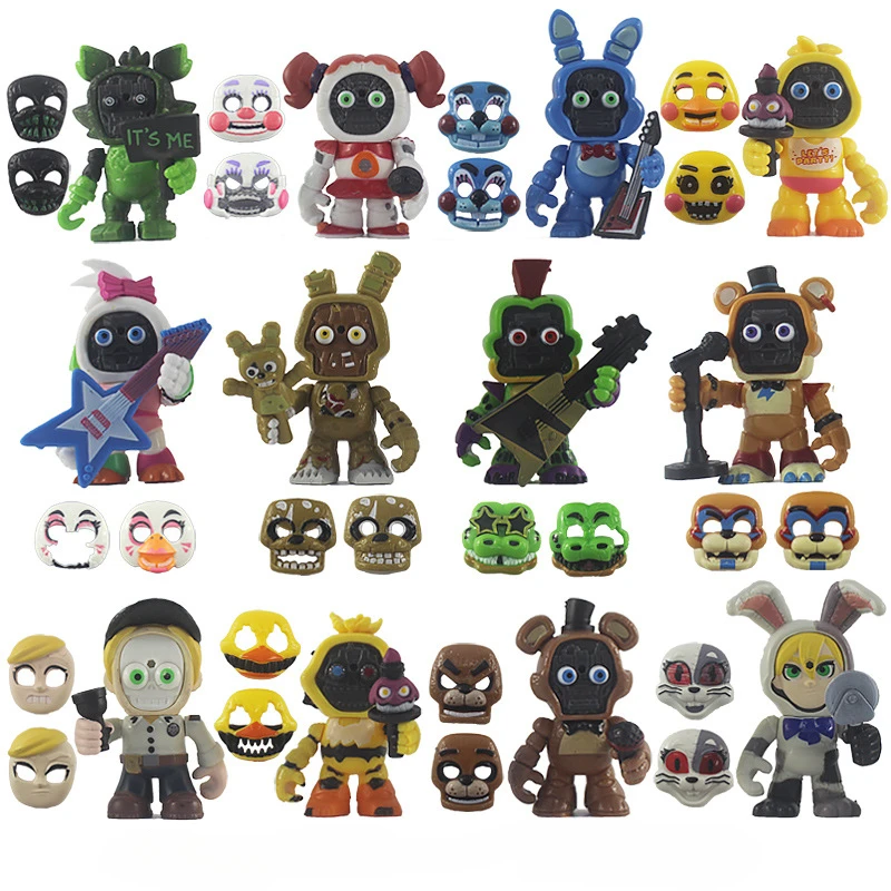 

FNAF Five Nights Buy 12 Pcs Blocks Gift Game Figure FNAF Toy Figurine Nightmare Chica Bonnie Foxy Golden Bonnie Bear Figure Gift