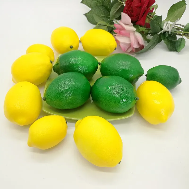 Artificial Fruits And Vegetables Plastic Simulation Fake Lemon for Wedding Home Garden Kitchen Decoration
