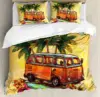 Surf Bedding Set For Bedroom Bed Home Hippie Classic Old Bus with Surfboard Freedom Holida Duvet Cover Quilt Cover Pillowcase 1