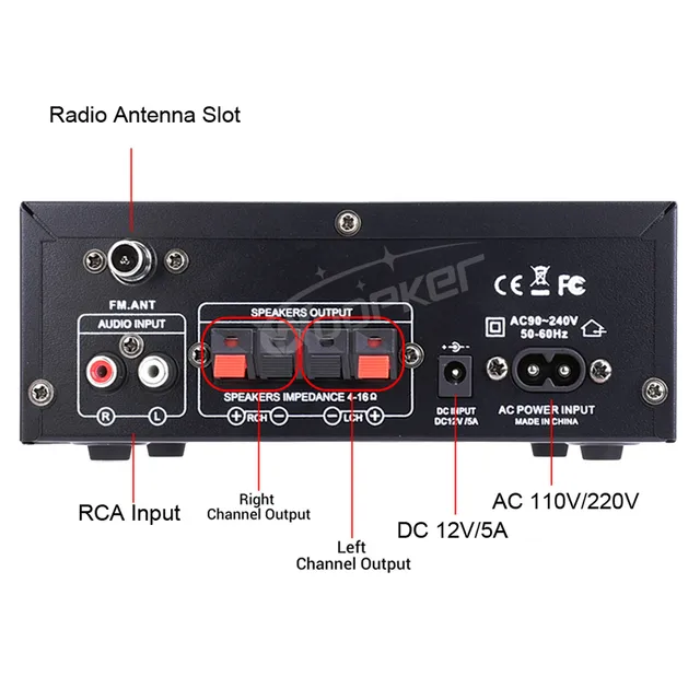 Woopker AK45 HiFi Digital Amplifier – 90Wx2 Bluetooth Surround Sound for Home & Car 3