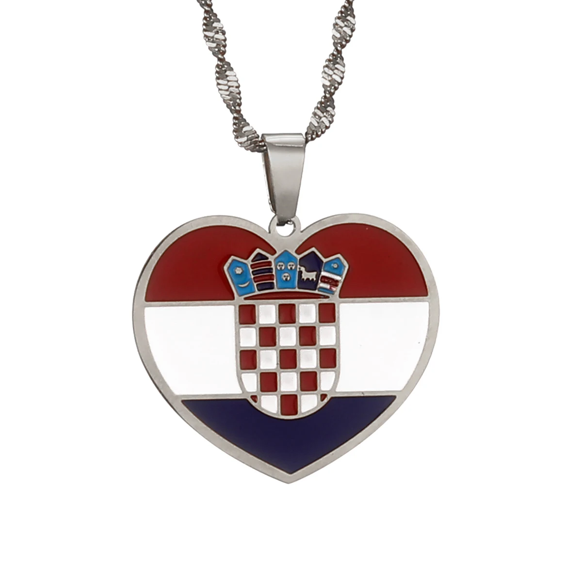 Stainless Steel Croatia Flag Pendant Necklace for Women Men Croatian National Symbol Jewelry 5