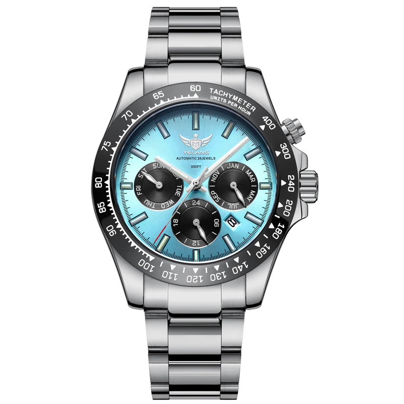 Yelang V1033 Men Sports Luminous Watch 42mmLuxury Japan 9120 Automatic Mechanical Sapphire 10Bar 100M Waterproof Watch