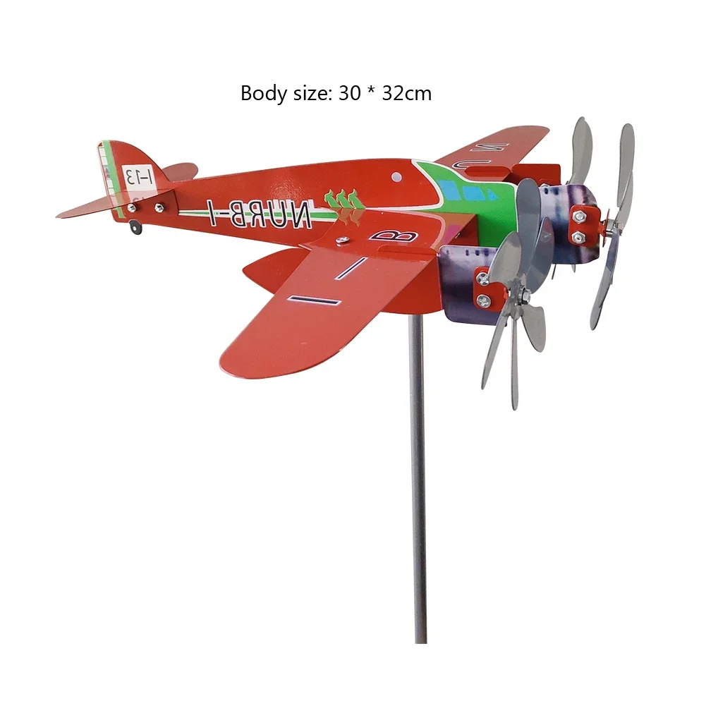 1-2PCS 3D Cub Wind Spinner Plane Metal Airplane Weather Vane Outdoor Roof Wind Direction Indicator Weather Vane Garden Decor garden art decor wind spinner weather vane