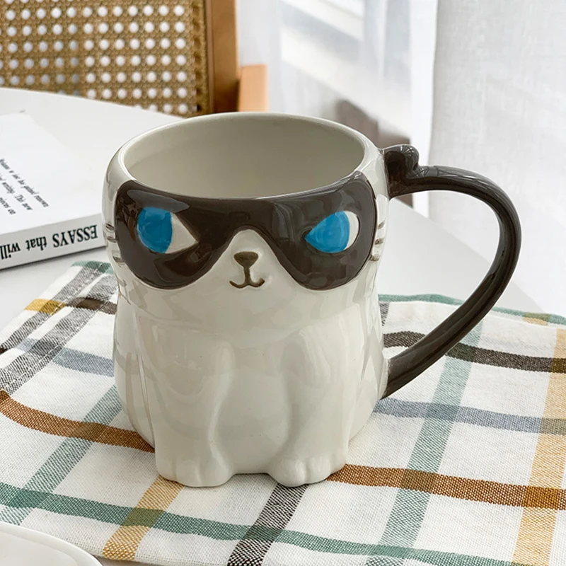 

Creative Ins Animal Ceramic Mug Kawaii Cool Cat Breakfast Milk Coffee Cup Vintage Nordic Kitchen Kitten Afternoon Tea Cup Gift