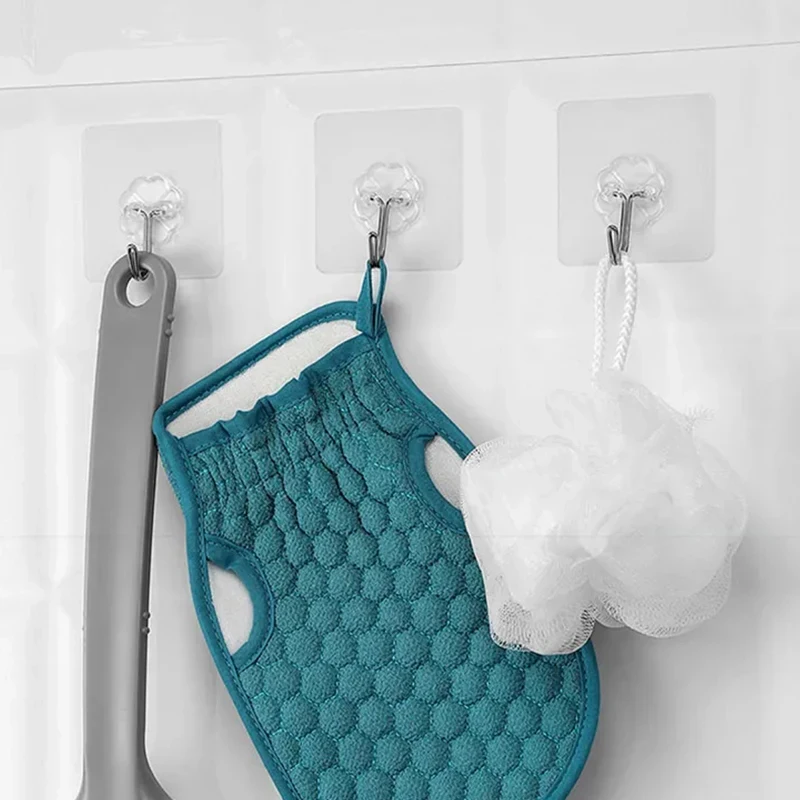 Self adhesive hooks 20 Pcs transparent stainless steel strong for bathroom towel clothes key pendant storage