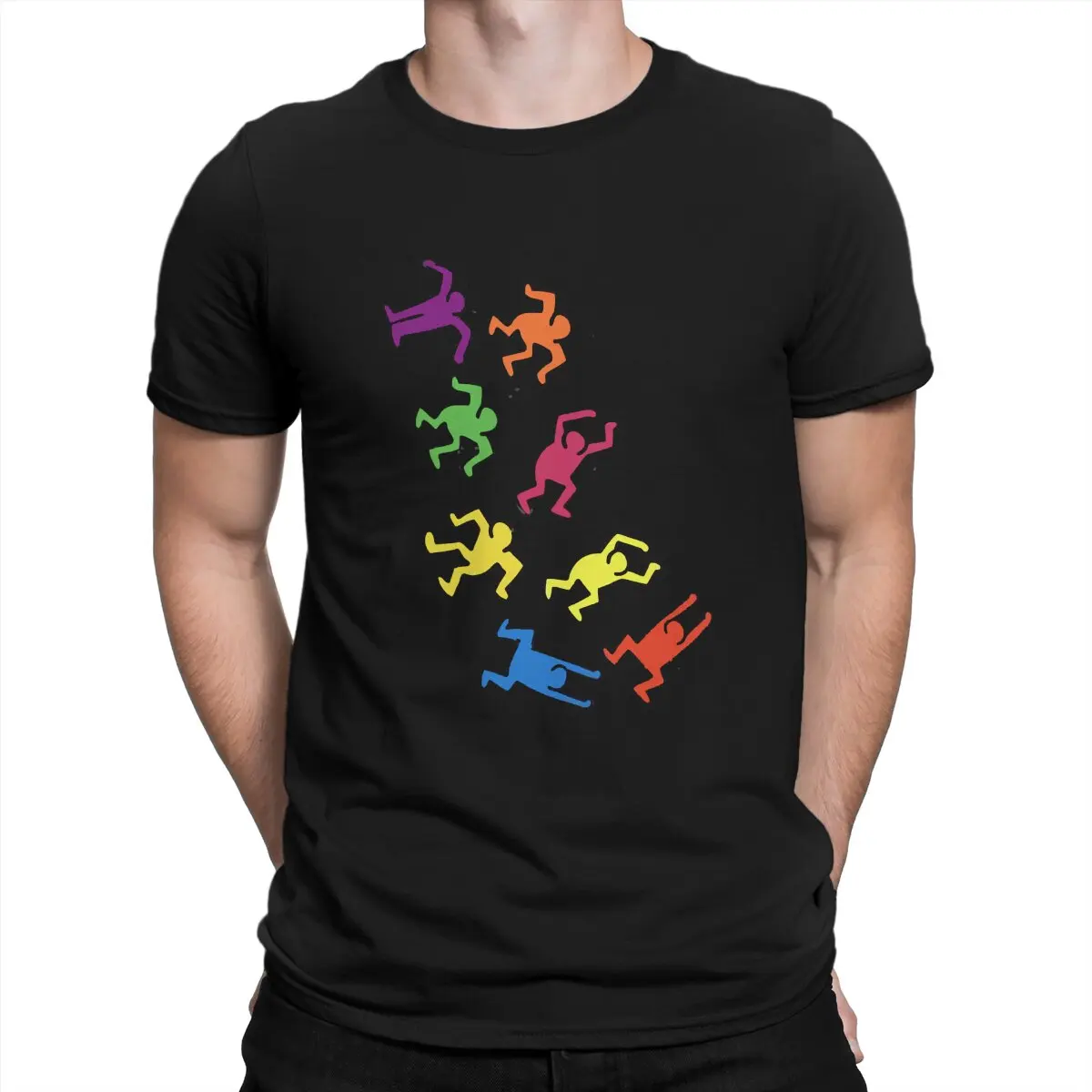 Haring Dance Man Cartoon T-Shirt - 100% Cotton, Short Sleeve, O Neck, Humor Design