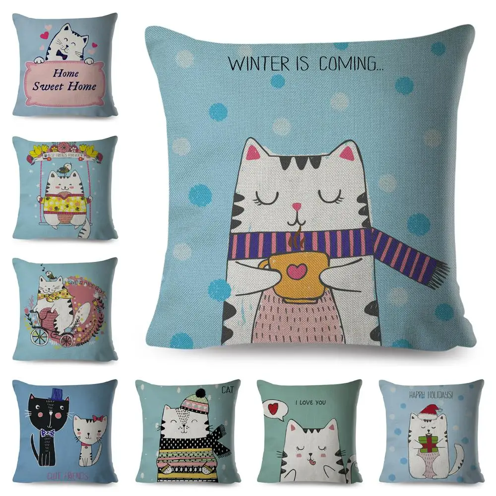 

Cartoon Pet Cat Luxury Body Throw Pillow Case Cushion Cover Home Living Room Decorative Pillows For Sofa Bed Car 45*45 Nordic