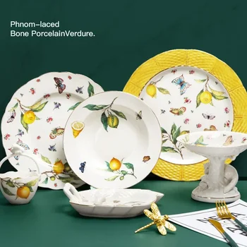 Ceramic Dinner Steak Plate, Coffee Cup Set 1