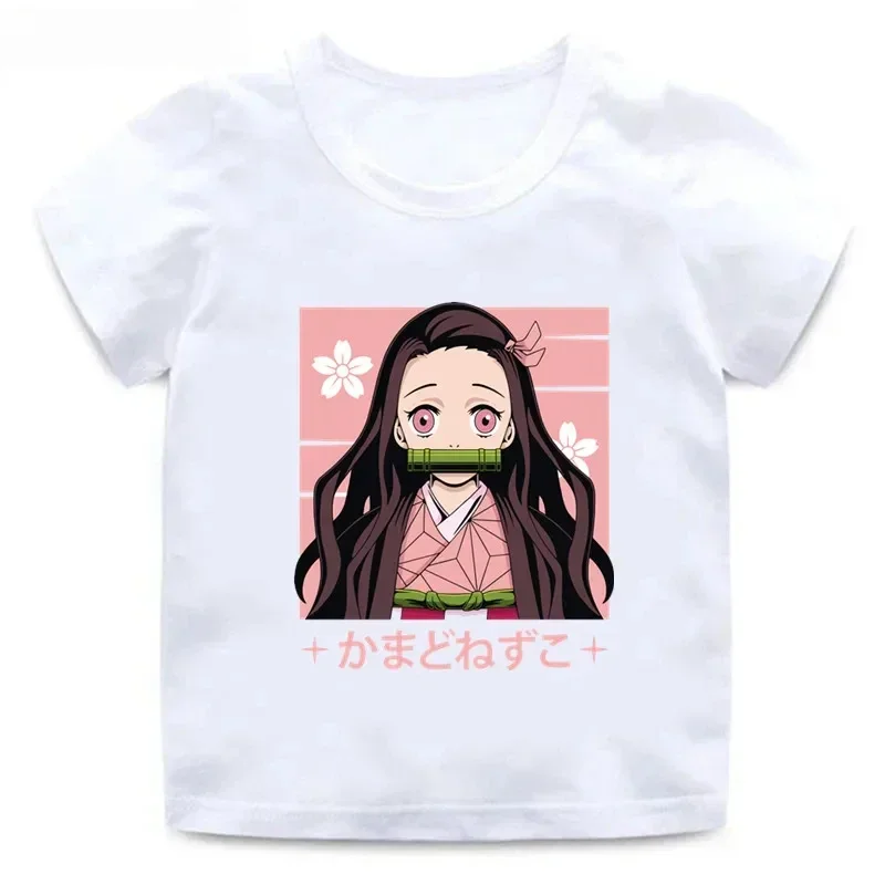 Summer Cotton Funny Children T-Shirts Fashion Baby Clothes Anime Demon Slayer Kamado Nezuko Printed Girls T Shirt Kids Tees Tops 1