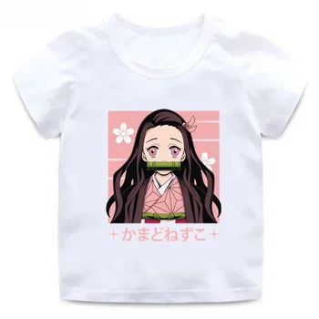 Summer Cotton Funny Children T-Shirts Fashion Baby Clothes Anime Demon Slayer Kamado Nezuko Printed Girls T Shirt Kids Tees Tops 1