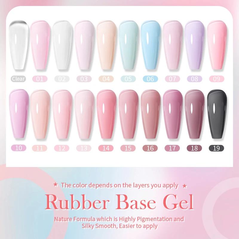 BORN PRETTY 15ml Milky Pink Rubber Base Gel Nail Polish Glitter Semi-Permanent Varnish Soak Off Self Leveling UV LED Polish 2