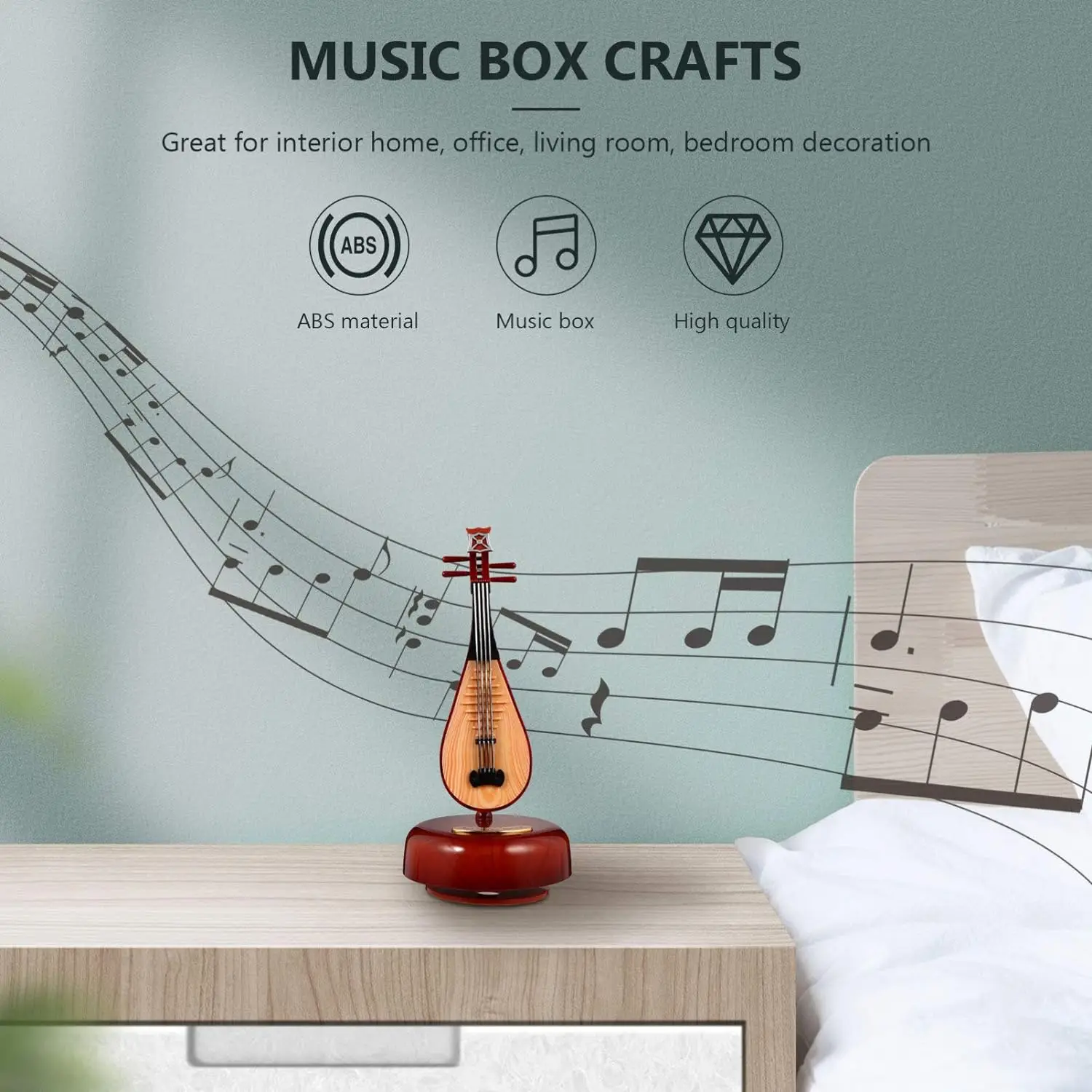 Creative Music Box Violin Guitar With Rotating Musical Base Classical Music Box Mini Replica Instrument Crafts Great Gift