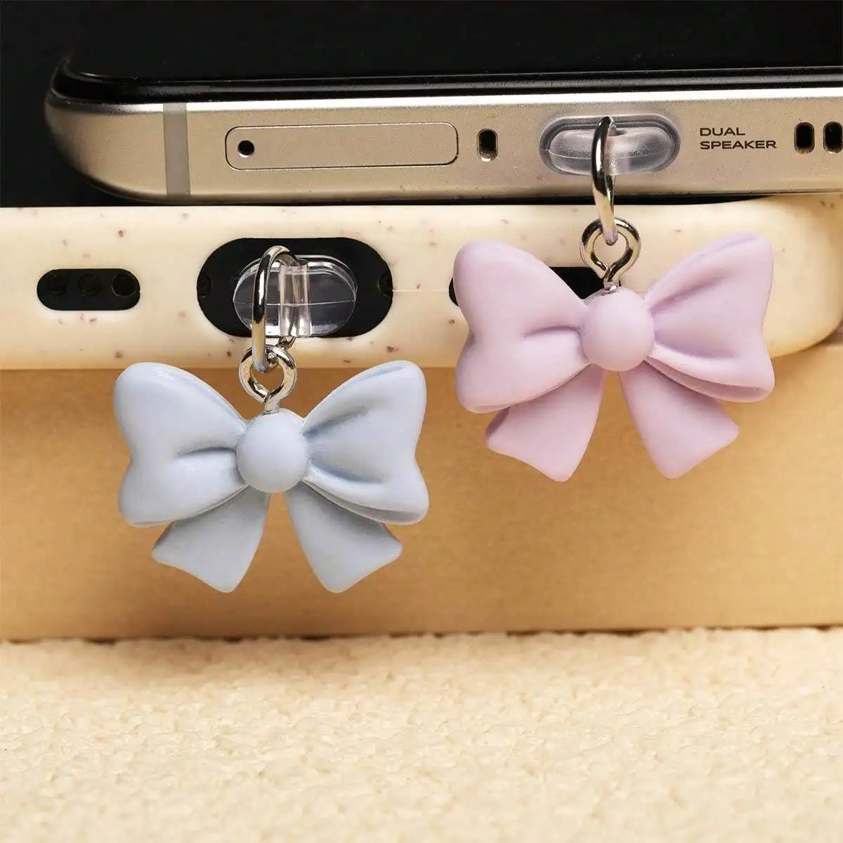 Colorful Bow Tie Phone Dust Plug - Charming Digital Accessory and Charging Port Protector