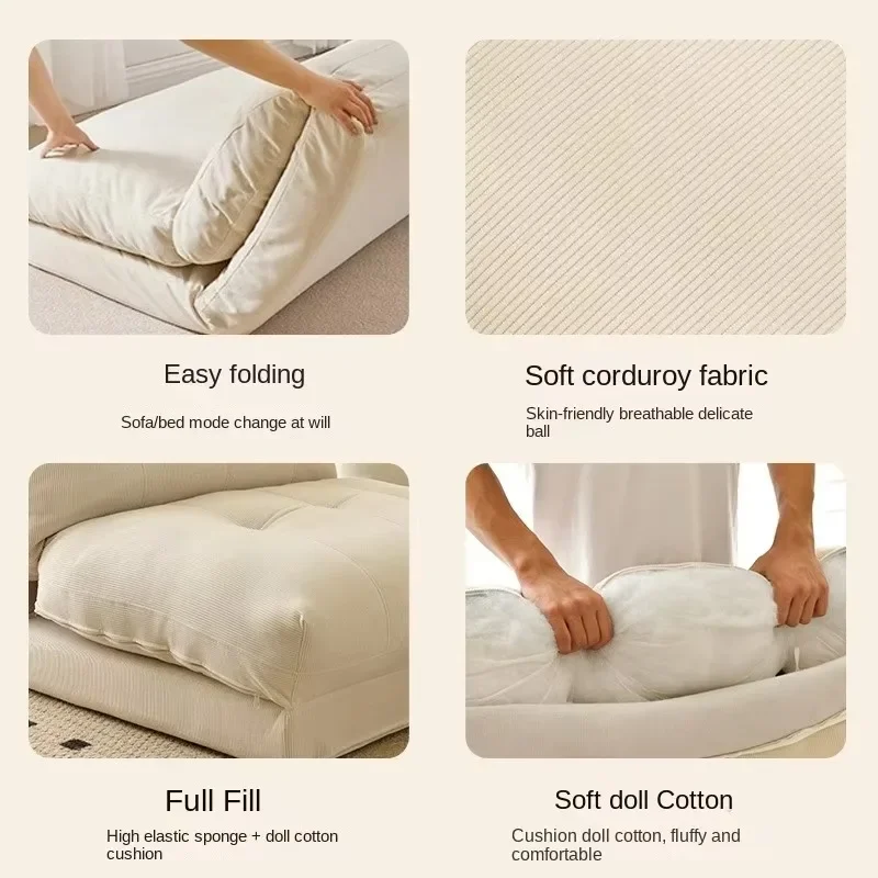Divano pigro Realife Store Cloud Roll Camera da letto dormiibile Balcone Piccola casa Sedia singola stile crema Divano letto pieghevole Tatami - immagine 4