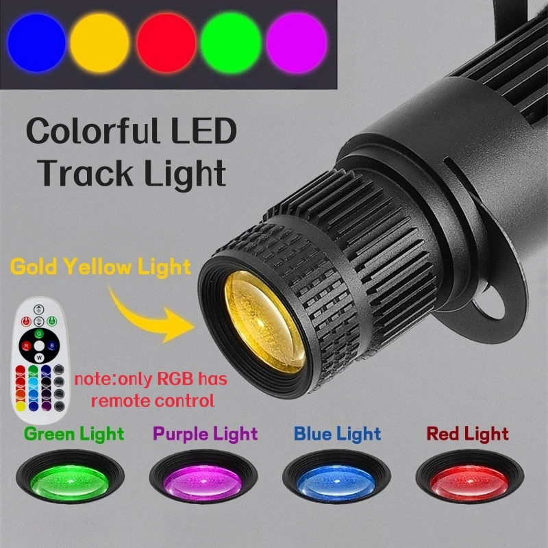 RGB Stage Zoom LED Track Lights Adjustable Focus Logo Projector Ceiling Spotlights Picture Gallery Theater Rail Lighting Fixture 2