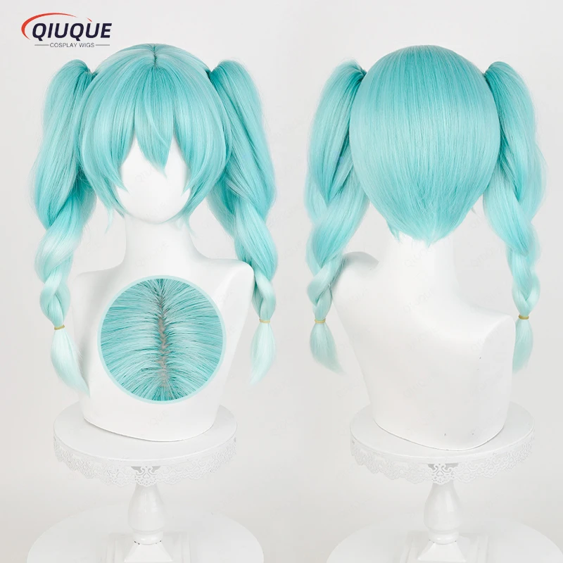 

Miku Cosplay Wig Miku Bunny Long Pre Braided With Double Ponytails Heat Resistant Synthetic Hair Wigs + Wig Cap